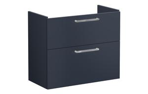 VitrA Root Flat 80cm 2 Drawer Slim Washbasin Unit - Matt Dark Blue